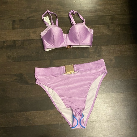 Lilac Purple Bandeau Bikini Top, Removable Straps - Picture 7 of 7